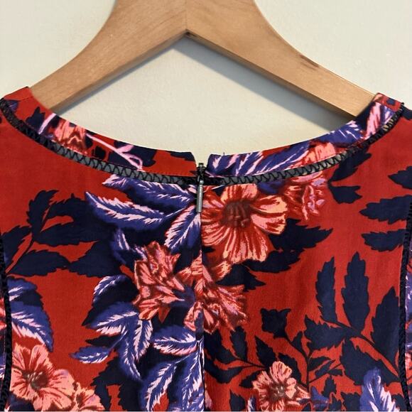 Rebecca Taylor Blue Red Floral Silk Mini Dress 4 - Picture 5 of 16